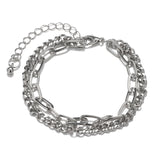 Punk Women Silver Color Thick Chain Charm Bracelet Fashion Cross Love Heart Bear Metal Pendant Bracelet Fashion Jewelry Gift daiiibabyyy