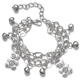 Punk Women Silver Color Thick Chain Charm Bracelet Fashion Cross Love Heart Bear Metal Pendant Bracelet Fashion Jewelry Gift daiiibabyyy