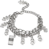 Punk Women Silver Color Thick Chain Charm Bracelet Fashion Cross Love Heart Bear Metal Pendant Bracelet Fashion Jewelry Gift daiiibabyyy