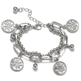 Punk Women Silver Color Thick Chain Charm Bracelet Fashion Cross Love Heart Bear Metal Pendant Bracelet Fashion Jewelry Gift daiiibabyyy