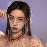 1PC Headband Hair Combs Long Tassel Crystal Tiara Rhinestone Hairwear Headpieces Forehead Hair Accessories Party Jewelry daiiibabyyy