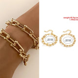 Fashion Statement Heavy Metal Bangle Bracelet Trendy Gold Color Copper Chain U Link Crystal Bracelet Pulseras Women Bijoux Gift daiiibabyyy