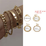 5Pcs/Set Bohemian Punk Cuban Chain Bracelets Set for Women Lock Snake Link Charm Bracelets Bangles Couple Fashion Wrist Jewelry daiiibabyyy