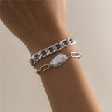 5Pcs/Set Bohemian Punk Cuban Chain Bracelets Set for Women Lock Snake Link Charm Bracelets Bangles Couple Fashion Wrist Jewelry daiiibabyyy