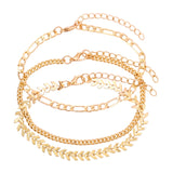 Flatfoosie 3pcs/set Vintage World Map Anklets For Women Gold Silver Color Metal Anklet Bracelet Boho Summer Beach Foot Jewelry daiiibabyyy