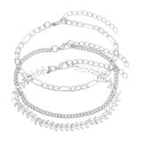 Flatfoosie 3pcs/set Vintage World Map Anklets For Women Gold Silver Color Metal Anklet Bracelet Boho Summer Beach Foot Jewelry daiiibabyyy