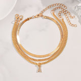 Flatfoosie 3pcs/set Vintage World Map Anklets For Women Gold Silver Color Metal Anklet Bracelet Boho Summer Beach Foot Jewelry daiiibabyyy