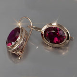 14K Gold Ruby White Diamond Drop Earrings for Women Lady Girls Engagement Wedding Bridal Fashion Jewelry Gift