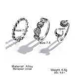 Boho Gold Silver Color Pearl Rings Set For Women Fashion Geometric Twist Hollow Open Ring Joint Finger Rings Charm Jewelry daiiibabyyy