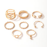 Tocona Bohemia Simple Design Gold Hollow Geometric Finger Set Multi layer Opening Knuckle Rings for Women Ladies Jewelry 9012 daiiibabyyy