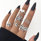Aprilwell 6 PCs Gothic Silver Color Ring Set For Women Aesthetic 2021 Costume Retro Jewelry Anxiety Chunky Gadgets Free Shipping daiiibabyyy