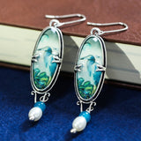 Vintage Indian Tribal Green Resin Dangle Earrings Bohemian Big Long Hollow Drop  For Women  Hippie Jewelry O5E680 daiiibabyyy