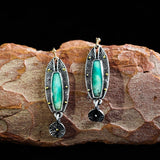 Vintage Indian Tribal Green Resin Dangle Earrings Bohemian Big Long Hollow Drop  For Women  Hippie Jewelry O5E680 daiiibabyyy