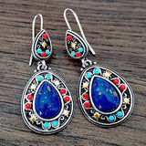Vintage Indian Tribal Green Resin Dangle Earrings Bohemian Big Long Hollow Drop  For Women  Hippie Jewelry O5E680 daiiibabyyy