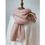 2021 Women Solid Cashmere Scarves Lady Winter Thicken Warm Soft Pashmina Shawls Wraps Pink Black Female Knitted Wool Long Scarf daiiibabyyy