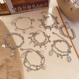 Punk Women Silver Color Thick Chain Charm Bracelet Fashion Cross Love Heart Bear Metal Pendant Bracelet Fashion Jewelry Gift daiiibabyyy