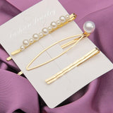 3Pcs/Set Pearl Hair Clip Hairband Comb Minimalist Bobby Pin Gold Color Barrette Hairpin Headdress Accessories daiiibabyyy