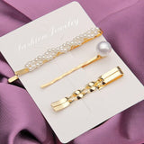 3Pcs/Set Pearl Hair Clip Hairband Comb Minimalist Bobby Pin Gold Color Barrette Hairpin Headdress Accessories daiiibabyyy