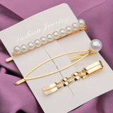 3Pcs/Set Pearl Hair Clip Hairband Comb Minimalist Bobby Pin Gold Color Barrette Hairpin Headdress Accessories daiiibabyyy