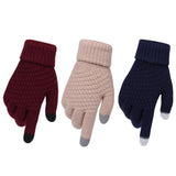 Women's Winter Touch Screen Gloves Thicken Warm Knitted Stretch Gloves Imitation Wool Full Finger Outdoor Skiing Gloves daiiibabyyy