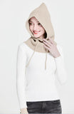 Sparsil Unisex Knitted Cashmere Hooded Neck Collar Cap Head Drawstring Thick Beanie Men&Women Solid Color Adjustable Elastic Hat daiiibabyyy