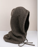 Sparsil Unisex Knitted Cashmere Hooded Neck Collar Cap Head Drawstring Thick Beanie Men&Women Solid Color Adjustable Elastic Hat daiiibabyyy
