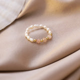New Natural Freshwater Pearl Rings for Women Geometric Adjustable Elastic Ring 2021 Trendy Resin Bead Rings Set Elegant Jewelry daiiibabyyy