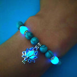 Natural Stone Bracelet Yoga Healing Luminous Glow In The Dark Bracelet Lotus Charm Beads Bracelet for Men Women Prayer Buddhism daiiibabyyy