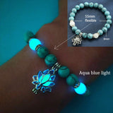 Natural Stone Bracelet Yoga Healing Luminous Glow In The Dark Bracelet Lotus Charm Beads Bracelet for Men Women Prayer Buddhism daiiibabyyy