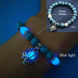 Natural Stone Bracelet Yoga Healing Luminous Glow In The Dark Bracelet Lotus Charm Beads Bracelet for Men Women Prayer Buddhism daiiibabyyy