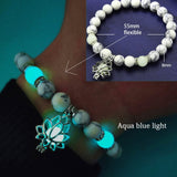 Natural Stone Bracelet Yoga Healing Luminous Glow In The Dark Bracelet Lotus Charm Beads Bracelet for Men Women Prayer Buddhism daiiibabyyy