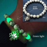 Natural Stone Bracelet Yoga Healing Luminous Glow In The Dark Bracelet Lotus Charm Beads Bracelet for Men Women Prayer Buddhism daiiibabyyy