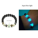 Natural Stone Bracelet Yoga Healing Luminous Glow In The Dark Bracelet Lotus Charm Beads Bracelet for Men Women Prayer Buddhism daiiibabyyy