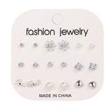 FNIO Women's Earrings Set Pearl Earrings For Women Bohemian Fashion Jewelry  Geometric Crystal Heart Stud Earrings daiiibabyyy