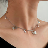 Goth Hollow Butterfly Choker Necklace Statement Girlfriend Gift Cute Bicolor Chain Clavicle Necklace Jewelry Collier Femme 2021 daiiibabyyy