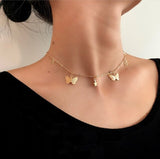 Goth Hollow Butterfly Choker Necklace Statement Girlfriend Gift Cute Bicolor Chain Clavicle Necklace Jewelry Collier Femme 2021 daiiibabyyy