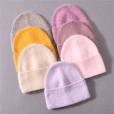 Solid Color Winter Hats Women Men Fluffy Long Hair Cashmere Knitted Beanies Warm Wool Autumn Female Beanie Caps Casual daiiibabyyy