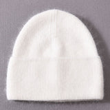 Solid Color Winter Hats Women Men Fluffy Long Hair Cashmere Knitted Beanies Warm Wool Autumn Female Beanie Caps Casual daiiibabyyy