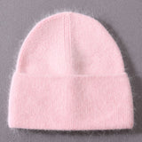 Solid Color Winter Hats Women Men Fluffy Long Hair Cashmere Knitted Beanies Warm Wool Autumn Female Beanie Caps Casual daiiibabyyy