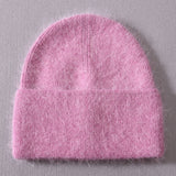 Solid Color Winter Hats Women Men Fluffy Long Hair Cashmere Knitted Beanies Warm Wool Autumn Female Beanie Caps Casual daiiibabyyy