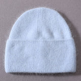 Solid Color Winter Hats Women Men Fluffy Long Hair Cashmere Knitted Beanies Warm Wool Autumn Female Beanie Caps Casual daiiibabyyy