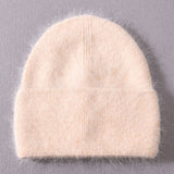 Solid Color Winter Hats Women Men Fluffy Long Hair Cashmere Knitted Beanies Warm Wool Autumn Female Beanie Caps Casual daiiibabyyy