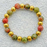Bohemian Handmade Natural Stone Rings Women with Stainless Steel Bead Multi Color Stretch Rope Party Gifts Ring Adjustable daiiibabyyy