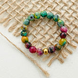 Bohemian Handmade Natural Stone Rings Women with Stainless Steel Bead Multi Color Stretch Rope Party Gifts Ring Adjustable daiiibabyyy