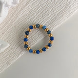 Bohemian Handmade Natural Stone Rings Women with Stainless Steel Bead Multi Color Stretch Rope Party Gifts Ring Adjustable daiiibabyyy