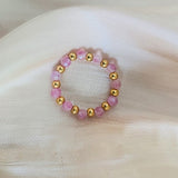 Bohemian Handmade Natural Stone Rings Women with Stainless Steel Bead Multi Color Stretch Rope Party Gifts Ring Adjustable daiiibabyyy