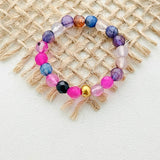 Bohemian Handmade Natural Stone Rings Women with Stainless Steel Bead Multi Color Stretch Rope Party Gifts Ring Adjustable daiiibabyyy