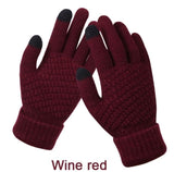 Knitted Gloves Winter Warm Thick Touch Screen Fur Gloves Solid Mittens for Mobile Phone Tablet Pad Women's Cashmere Wool Glove daiiibabyyy