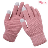 Knitted Gloves Winter Warm Thick Touch Screen Fur Gloves Solid Mittens for Mobile Phone Tablet Pad Women's Cashmere Wool Glove daiiibabyyy