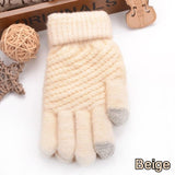 Knitted Gloves Winter Warm Thick Touch Screen Fur Gloves Solid Mittens for Mobile Phone Tablet Pad Women's Cashmere Wool Glove daiiibabyyy
